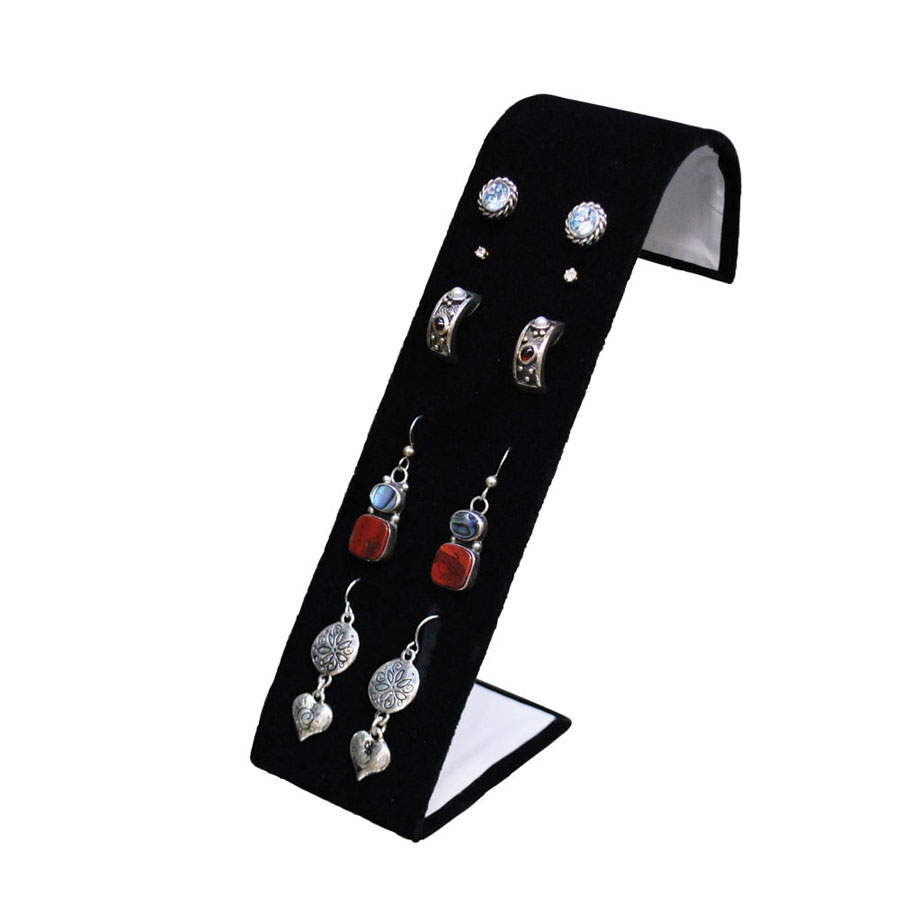 Black Velvet Earring Jewelry Display Holder Elegant Fancy Circle Earring Stand E - Foto 7