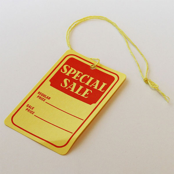 merchandise pricing Yellow string tags price tags 1000 pre-strung tags 