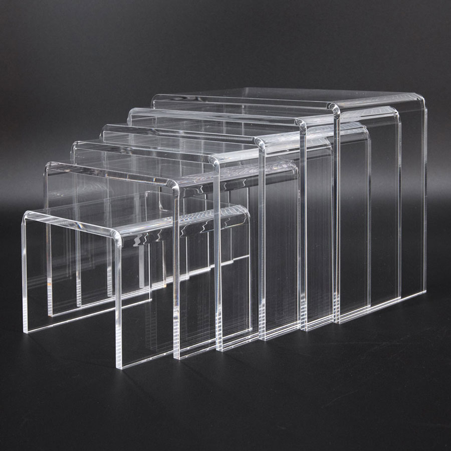Clear Acrylic 3/16" Medium Rectangle 6 Piece Riser Set Display Stands Qty 1 