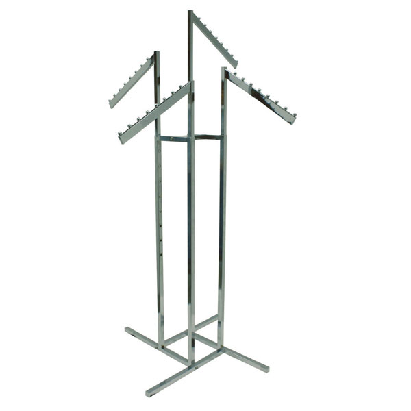 Chrome 4-Way Garment Rack with Rectangular Slant Arms| By G+B