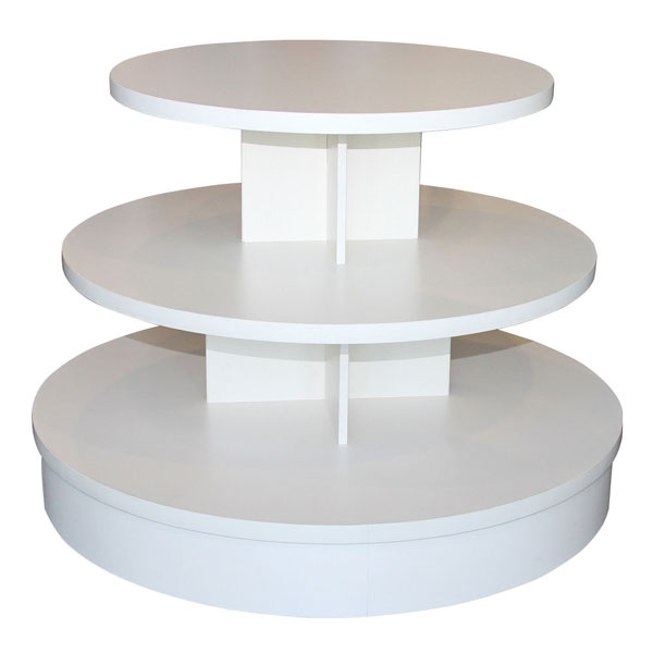 3 Tier Stackable Table 3-Tier White Melamine Round Table| By G+B