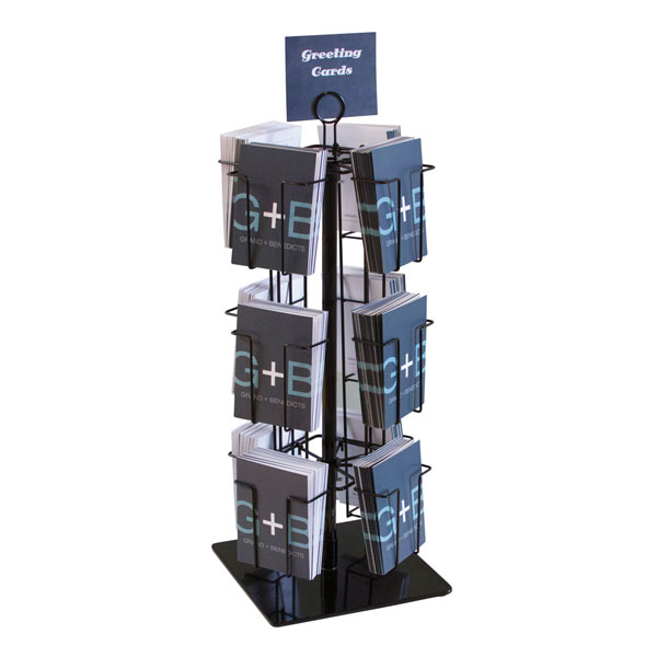 Black Rotating Countertop Greeting Card Display Retail Gridwall