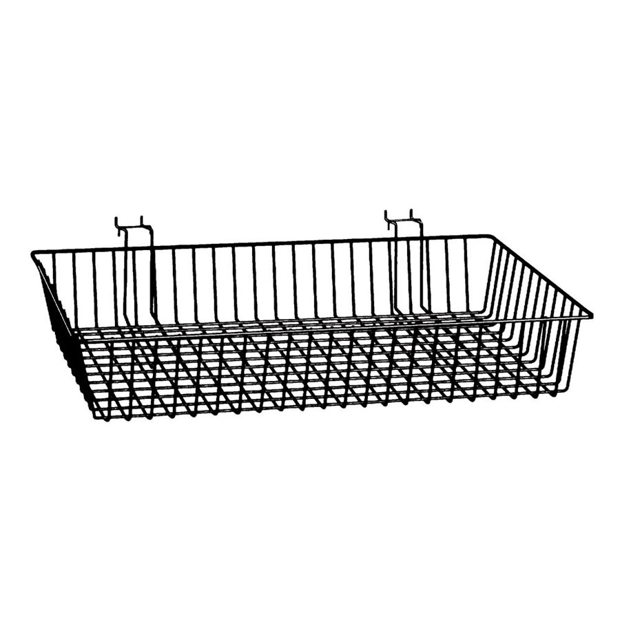 Slatwall and Pegboard Economically Sold in a Set of 6 Baskets Dimensions: 12 x 12 x 8 Deep Black Finish Only Garment Racks Deep Wire Storage Baskets For Gridwall 