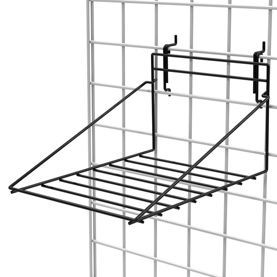 Garneck Grid Wall Shelf Pack 25x10cm Wire Storage Basket Rack White Straight Shelf For Grid Panel Display