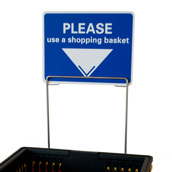 Retail Shopping Basket Holder Sign| By G+B