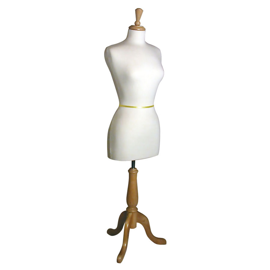 White Female Jersey Covered Dress Form With Adjustable Base White Female Jersey Covered Dress Form With Adjustable Base