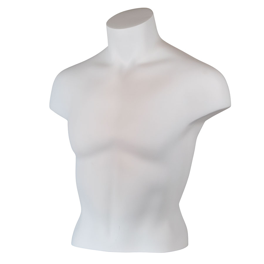 With Base Retails  $225 Male Torso High Quality White Plastic Mannequin 
