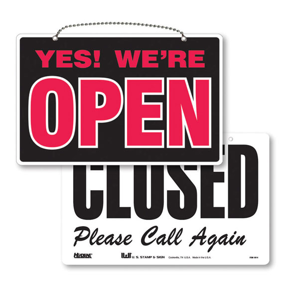 Reversible Open & Closed Retail Door Sign| By G+B