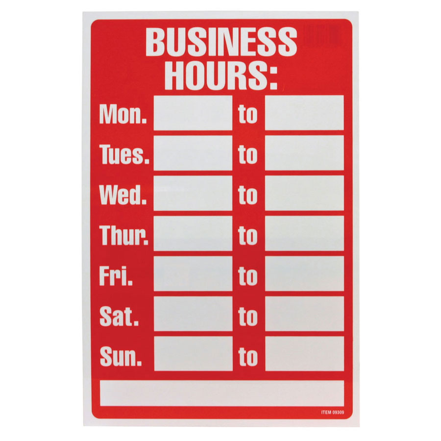 Retail Opening Hours Door Sign for Dry-Erase Marker| By G+B retail-opening-hours-door-sign-for-dry-erase-marker-by-g-b