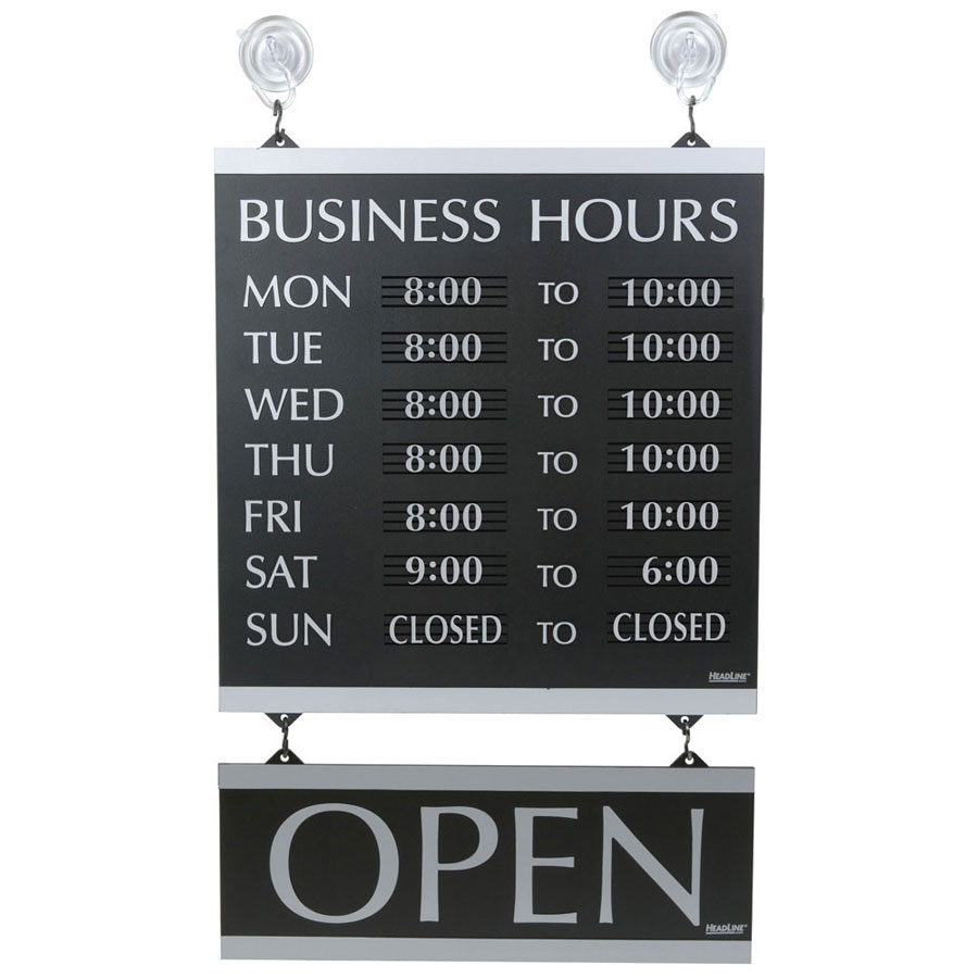 Mileta Signs Business Opening Times Door Sign - 12x8 Inches, Open/Closed With Pen