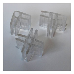 thumbnail image 2 of 3-Way Glass Shelf Connectors 4 Pack - Adjustable Height For 3/16 Inch Tempered Glass 2 of 5