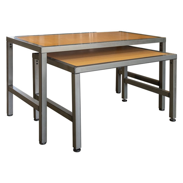 boutique nesting tables, steel frame retail tables